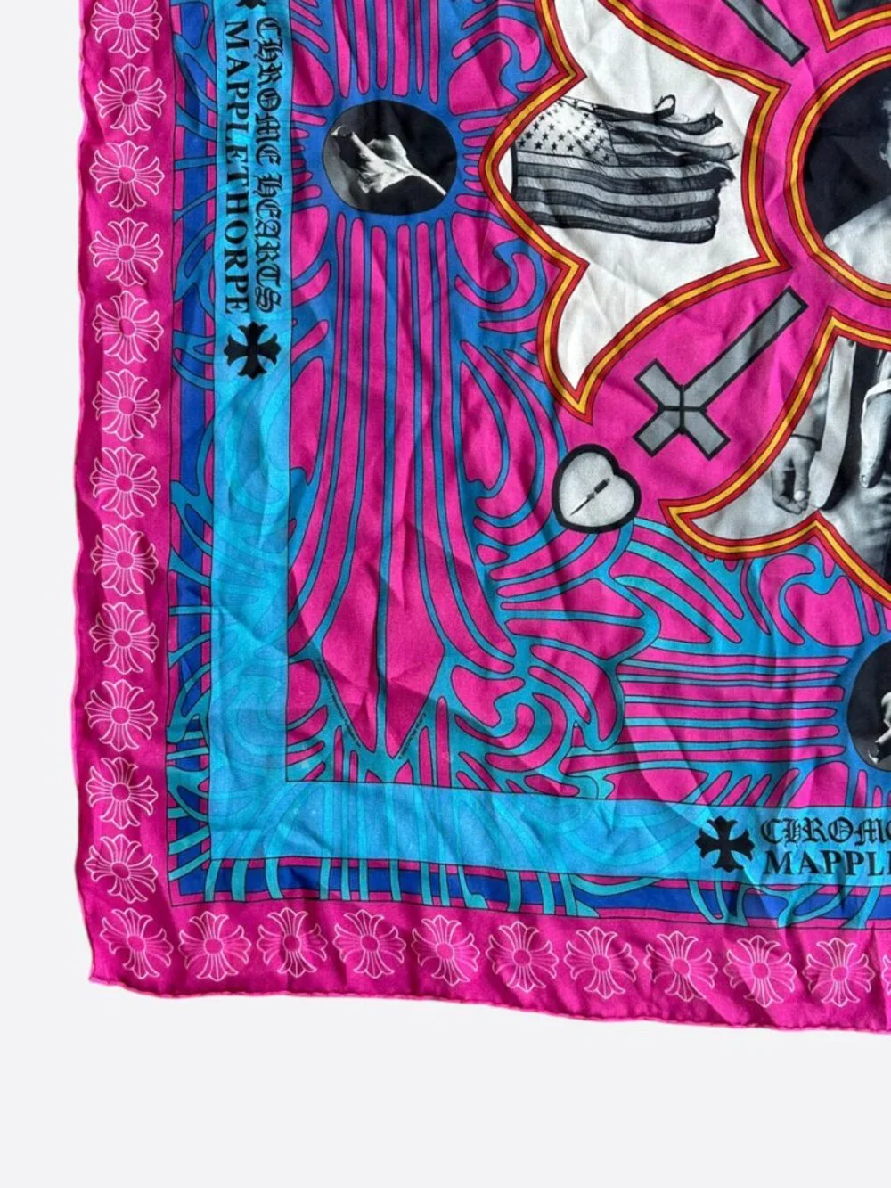Chrome Hearts Mapplethorpe Pink & Blue Graphic Silk Scarf